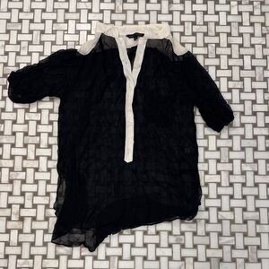Chic Black and Cream Women's Blouse